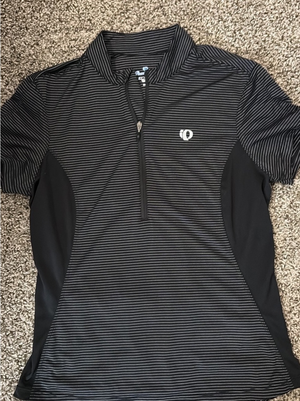 Pearl Izumi Black & White Striped Women's Quarter-Zip Bike Shirt